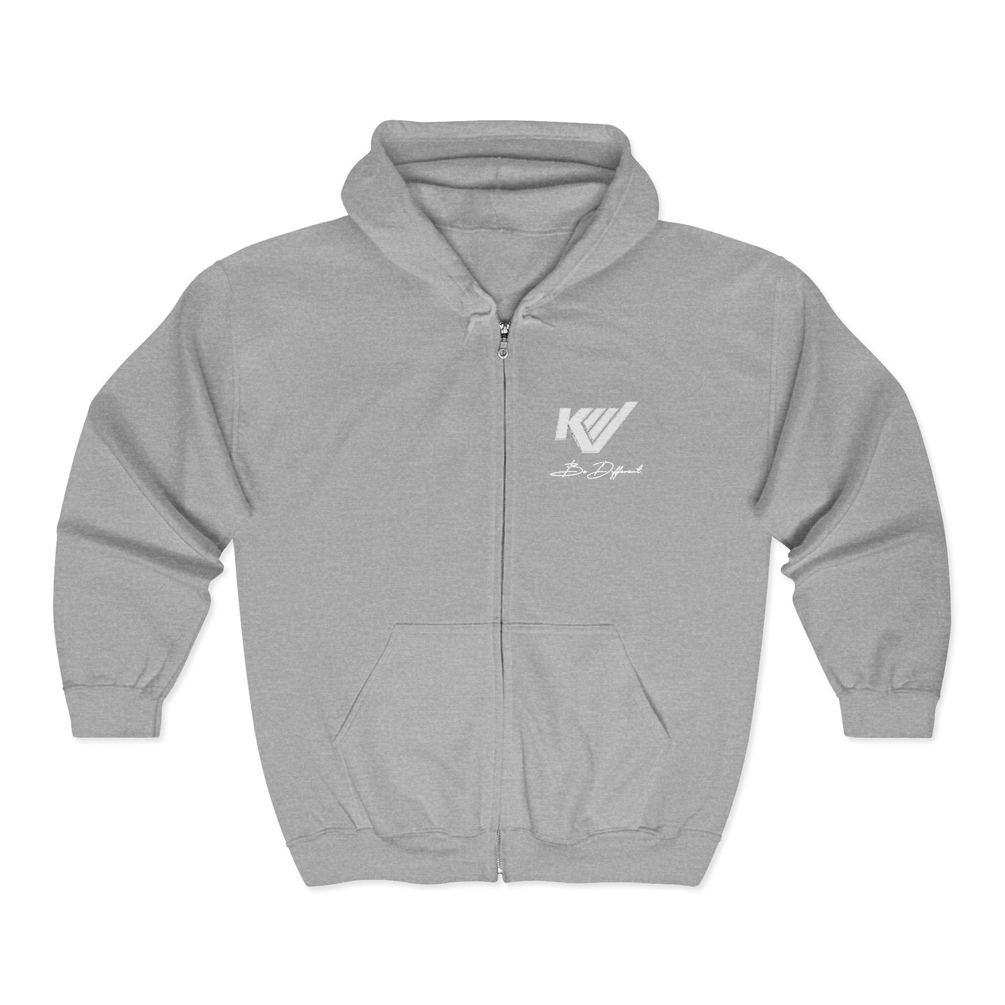 Minimal 'W' Logo Full-Zip Hoodie — Small Chest Graphic