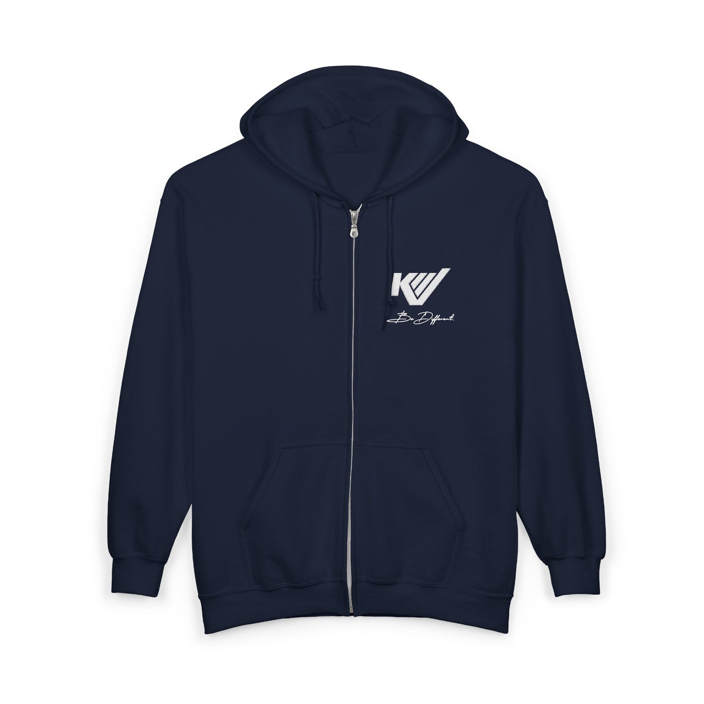 Minimal 'W' Logo Full-Zip Hoodie — Small Chest Graphic