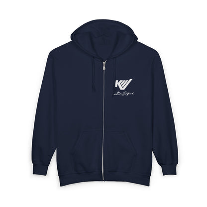 Minimal 'W' Logo Full-Zip Hoodie — Small Chest Graphic