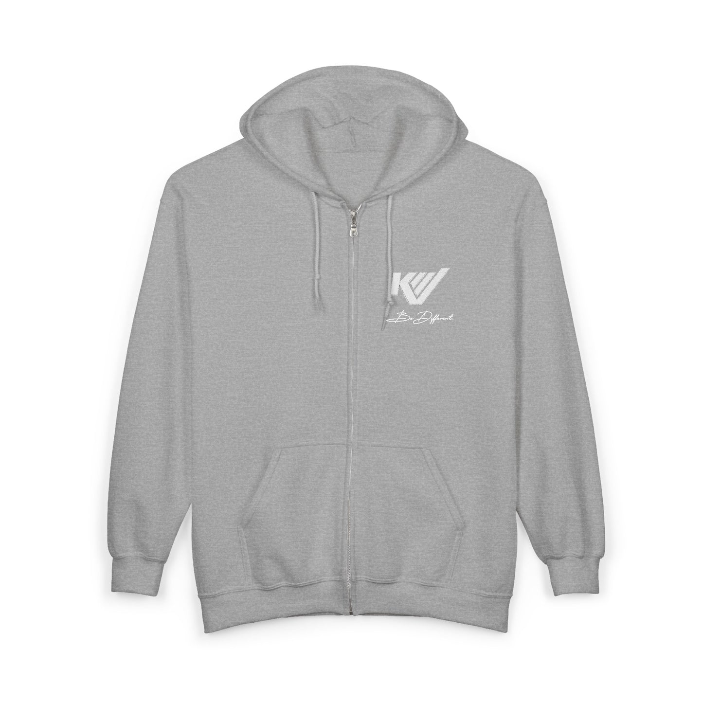 Minimal 'W' Logo Full-Zip Hoodie — Small Chest Graphic