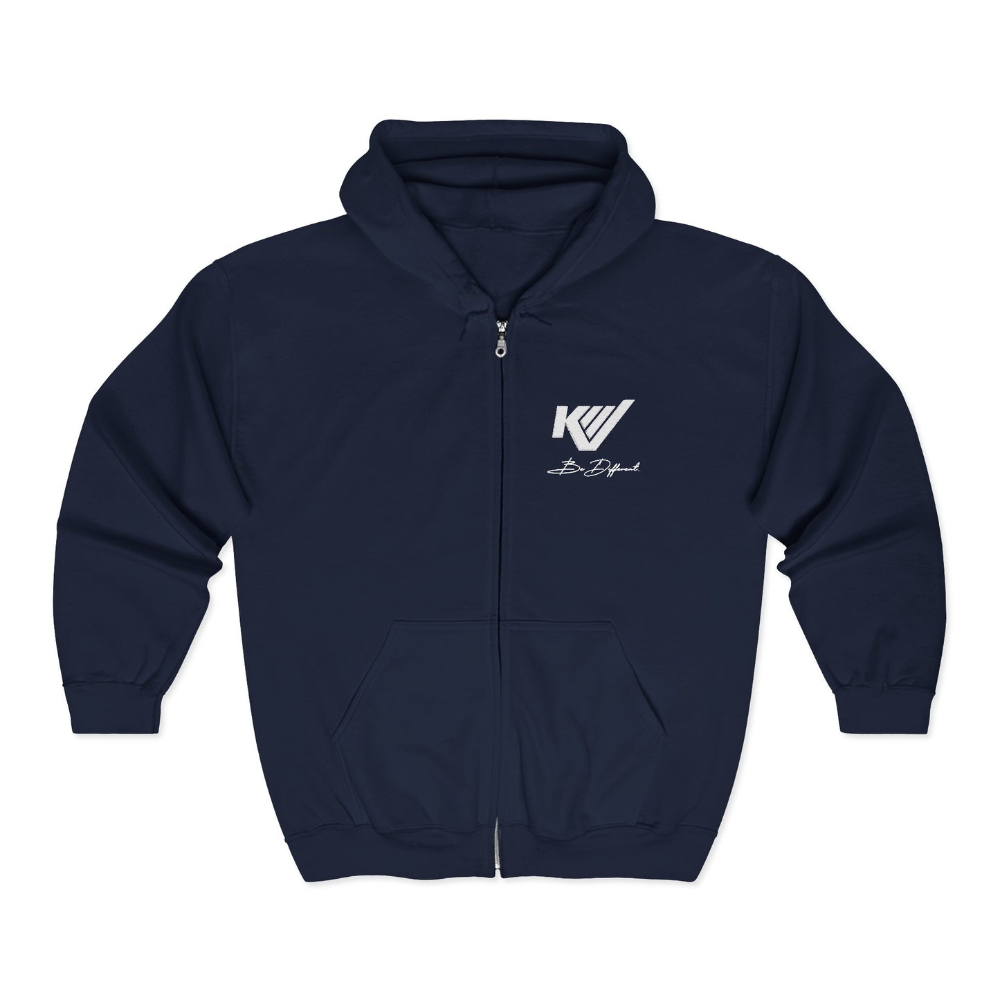 Minimal 'W' Logo Full-Zip Hoodie — Small Chest Graphic
